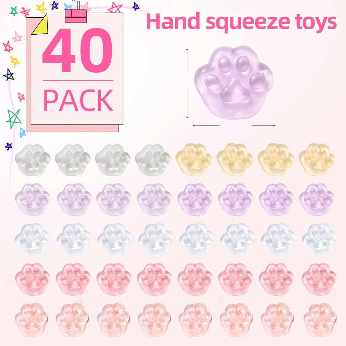 Squishy mačje šapice – paket od 40 šapica s mjerama