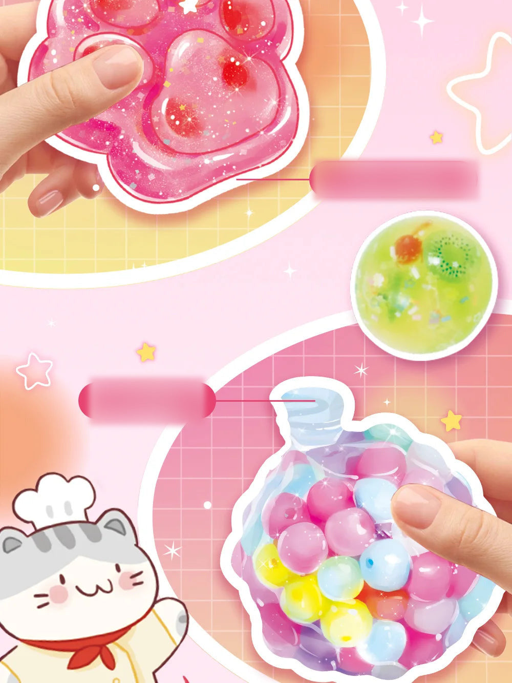 Squishy DIY set – mačja šapica i kuglica s perlama
