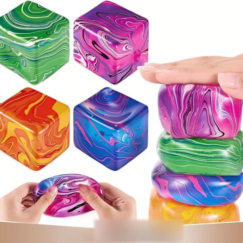 Squishy ledena kocka – šarene kocke i stisnuta kocka