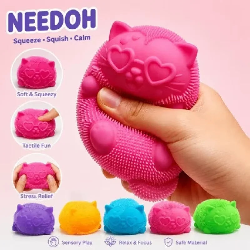 NeeDoh Pufasta Mačka – antistres squishy igračka, slika 1