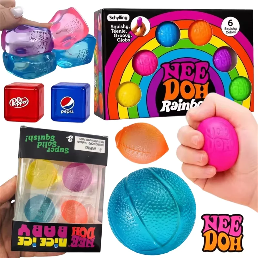 NeeDoh Rainbow Set Kuglica – antistres squishy igračka, slika 1
