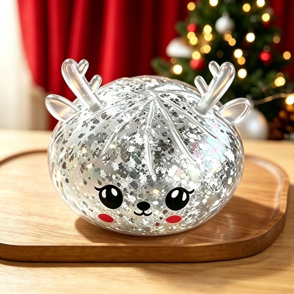 Squishy Božićni Glitter Figurice – Sob srebrni