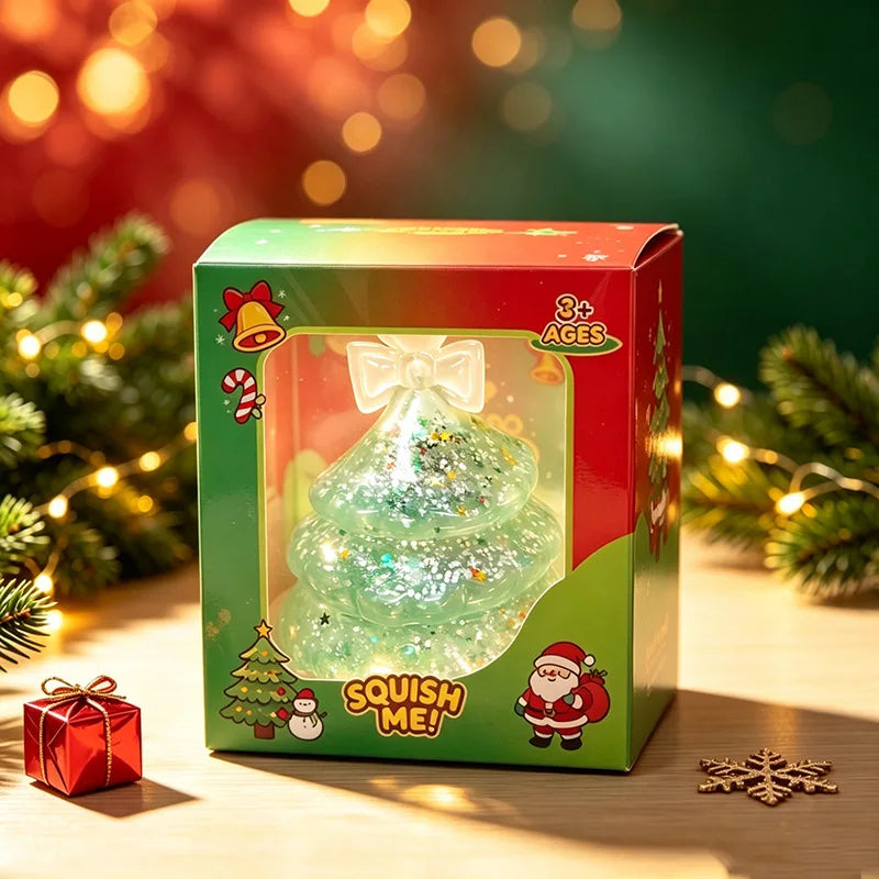 Squishy Božićni Glitter Figurice – Jelka zelena u kutiji