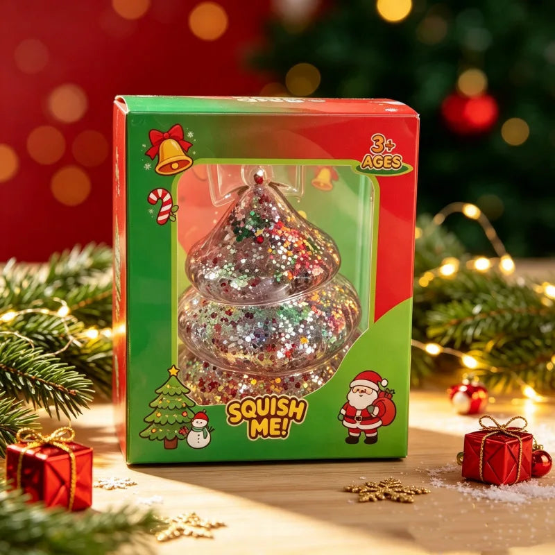 Squishy Božićni Glitter Figurice – Jelka prozirna u kutiji