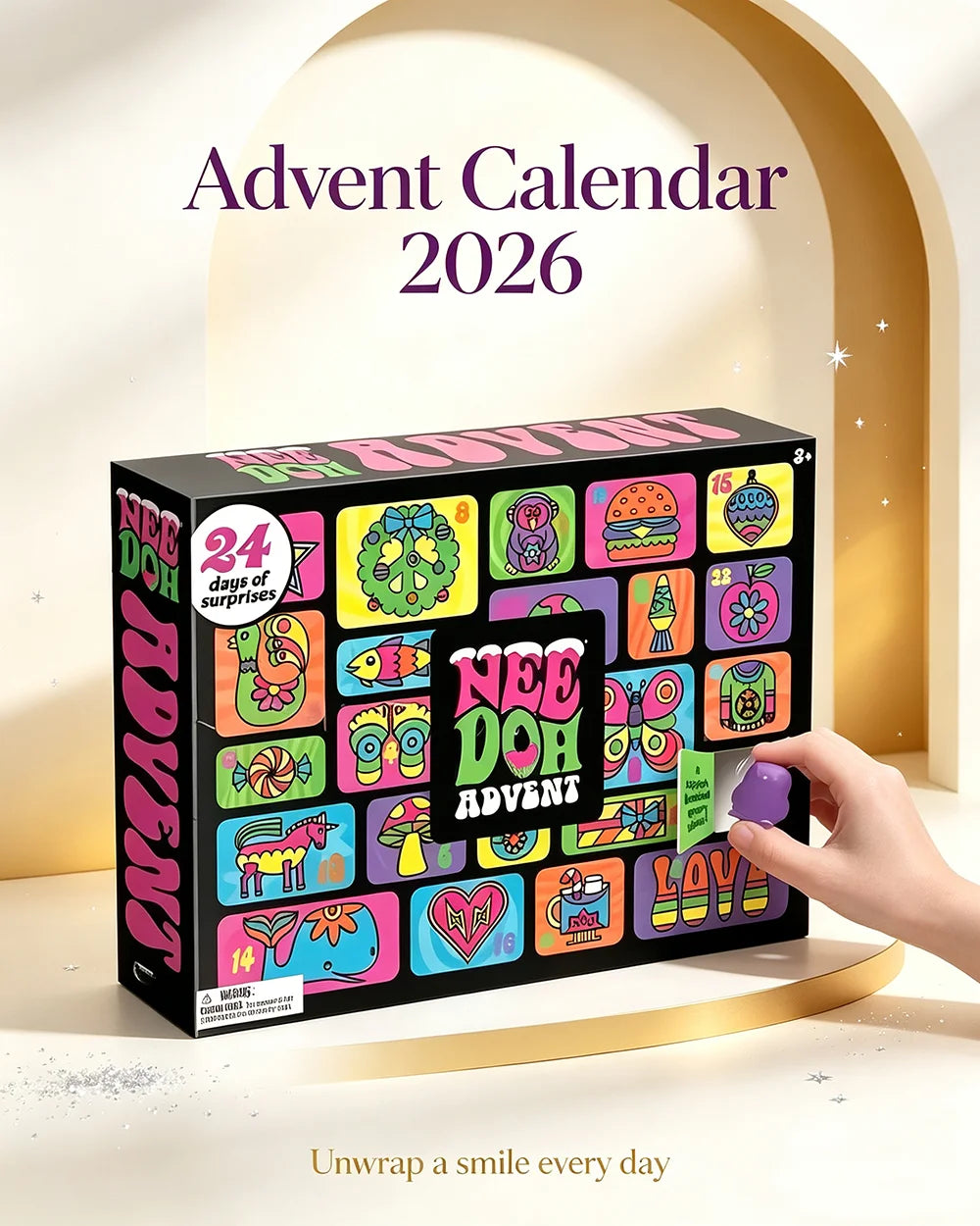 NeeDoh Adventski Kalendar 2026 – antistres squishy igračka, slika 3