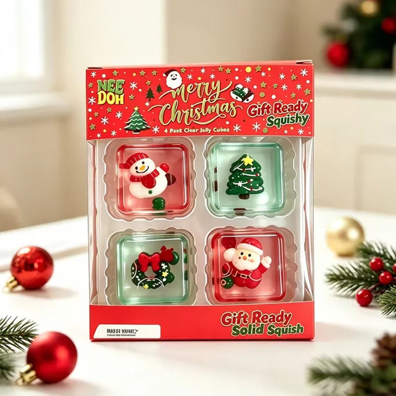 NeeDoh Božićni Mini 4-Pack – Set 4 kocke u poklon kutiji