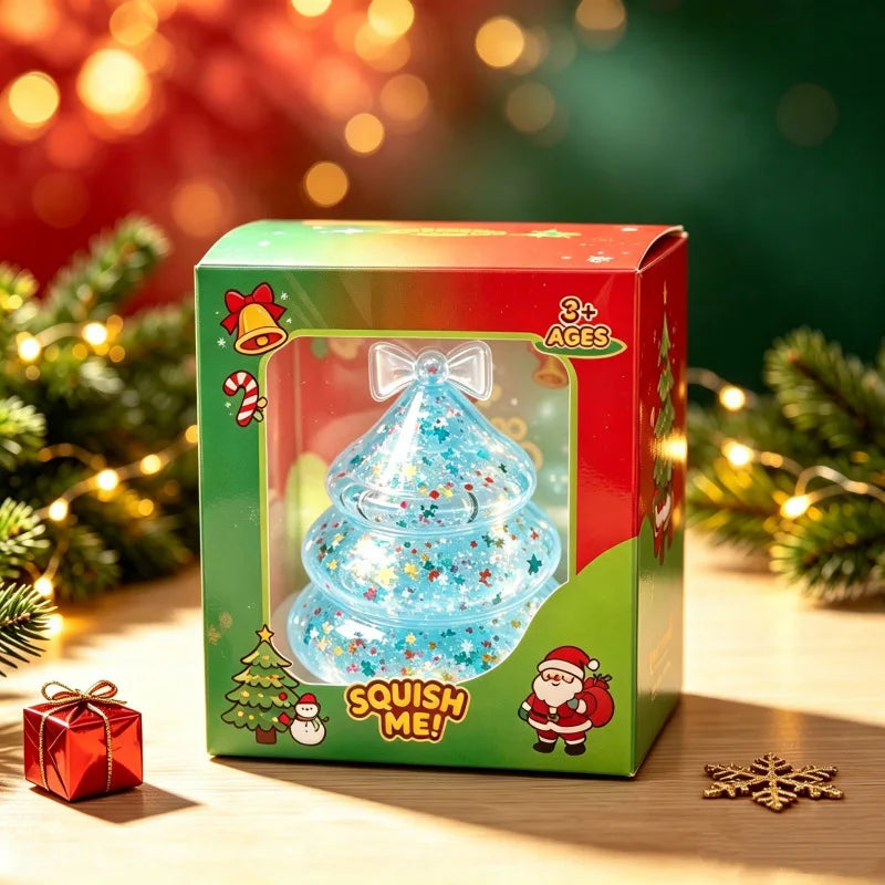 Squishy Božićni Glitter Figurice – Jelka plava u kutiji